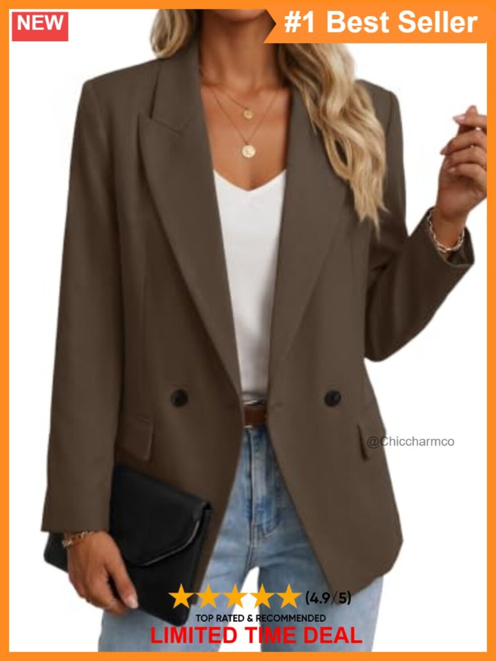 Women's Oversized Boyfriend Blazer Business Casual Fully Lined Suit Jacket